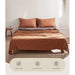 Cosy Club Sheet Set Cotton Sheets Double Orange Brown -Home Living Store - -  