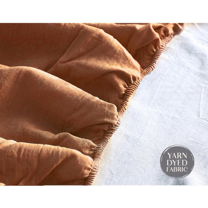 Cosy Club Sheet Set Cotton Sheets Double Orange Brown -Home Living Store - -  