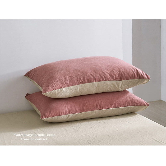 Cosy Club Sheet Set Cotton Sheets Double Vanilla Rhubarb -Home Living Store - -  