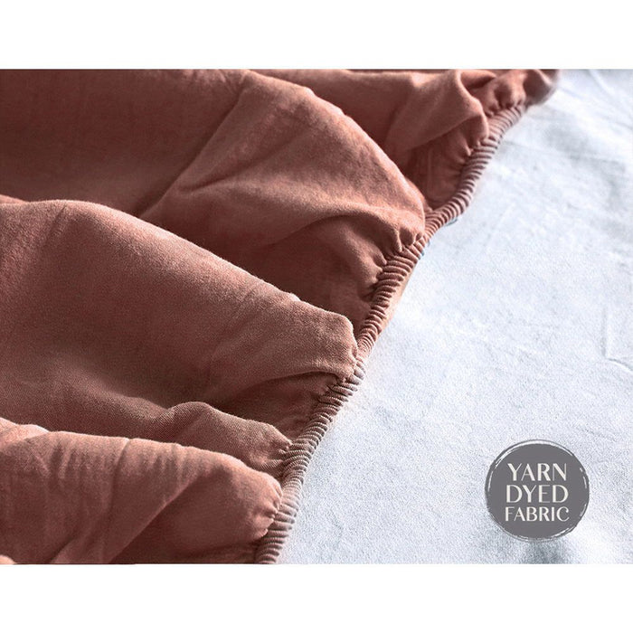 Cosy Club Sheet Set Cotton Sheets Double Vanilla Rhubarb -Home Living Store - -  