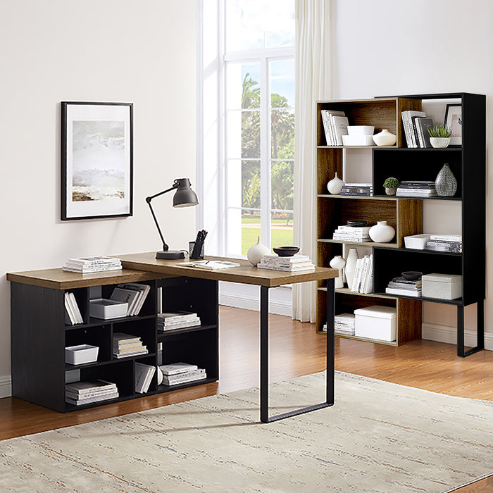 Accord Bookcase 180cm Dark Oak Black by Criterion