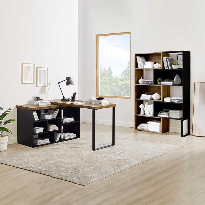Accord Bookcase 180cm Dark Oak Black by Criterion