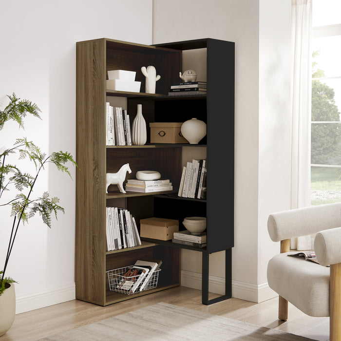 Accord Bookcase 180cm Dark Oak Black by Criterion