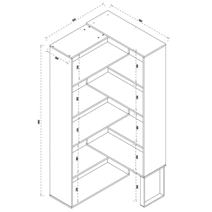Accord Bookcase 180cm Dark Oak Black by Criterion