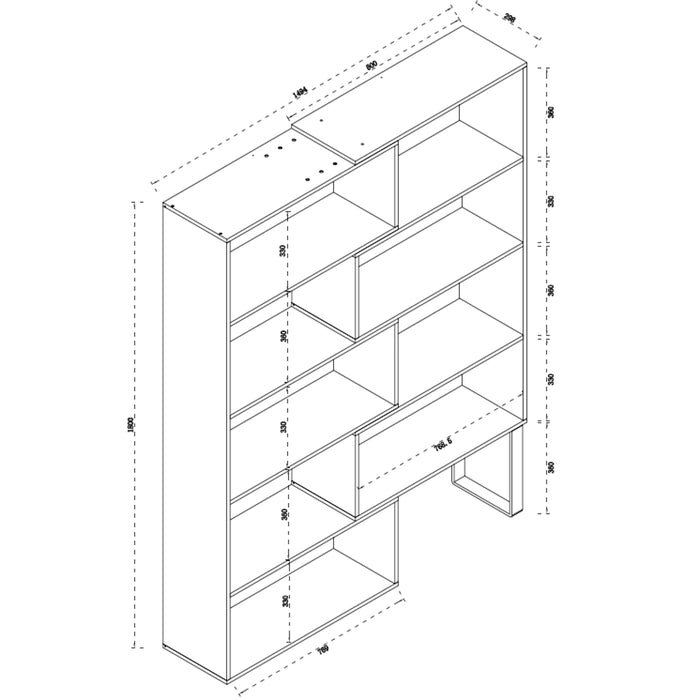 Accord Bookcase 180cm Dark Oak Black by Criterion