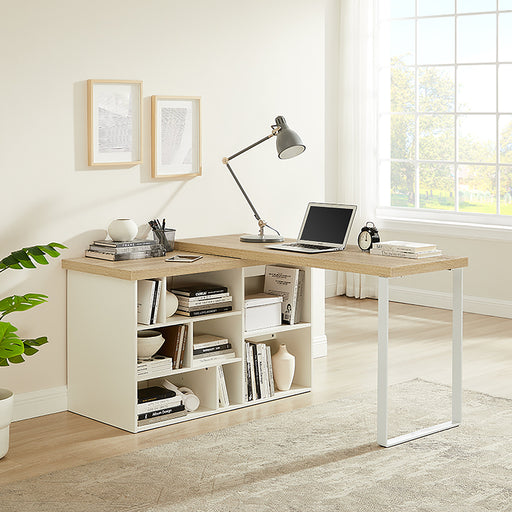 Aspire Desk Adjustable Return 150cm Light Oak White by Criterion - Home Living Store - Office Desk