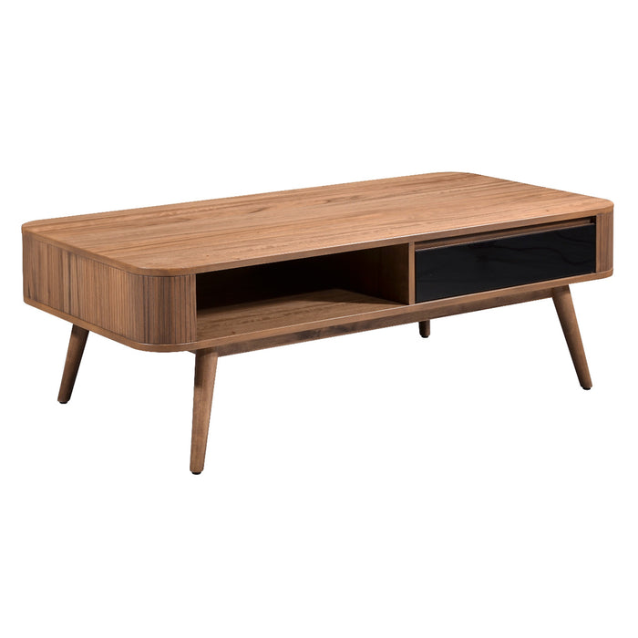 Denham Coffee Table 1200mm Semi-Assembled, Solid Rubber Wood Legs Light Walnut Wood Veneer by Criterion