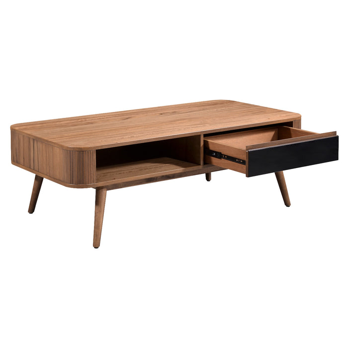 Denham Coffee Table 1200mm Semi-Assembled, Solid Rubber Wood Legs Light Walnut Wood Veneer by Criterion