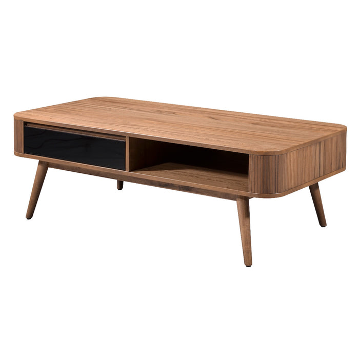 Denham Coffee Table 1200mm Semi-Assembled, Solid Rubber Wood Legs Light Walnut Wood Veneer by Criterion