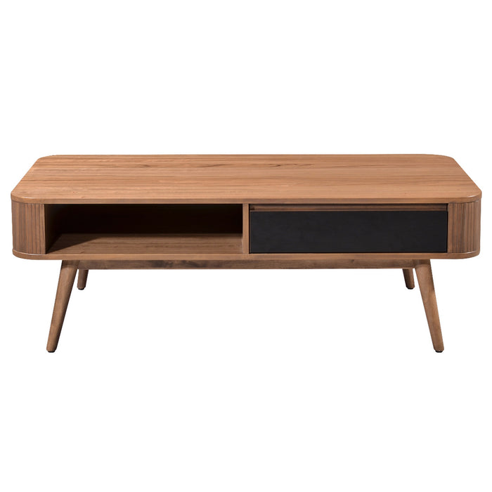 Denham Coffee Table 1200mm Semi-Assembled, Solid Rubber Wood Legs Light Walnut Wood Veneer by Criterion