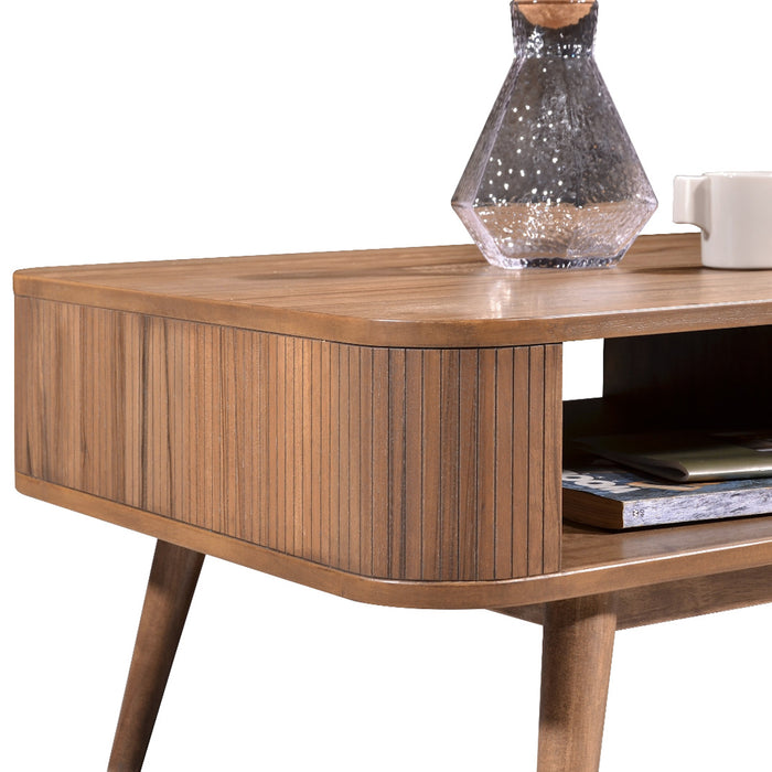 Denham Coffee Table 1200mm Semi-Assembled, Solid Rubber Wood Legs Light Walnut Wood Veneer by Criterion
