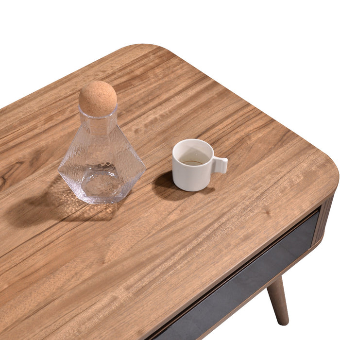Denham Coffee Table 1200mm Semi-Assembled, Solid Rubber Wood Legs Light Walnut Wood Veneer by Criterion