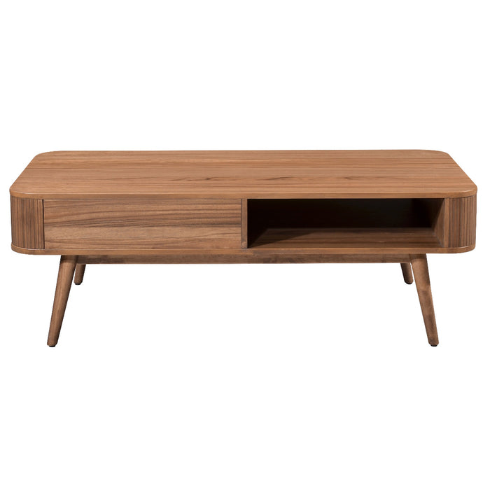 Denham Coffee Table 1200mm Semi-Assembled, Solid Rubber Wood Legs Light Walnut Wood Veneer by Criterion