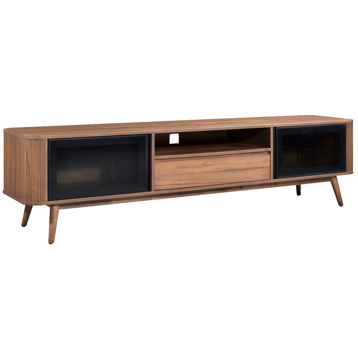 Denham Entertainment Unit, TV Cabinet 2000mm Semi-Assembled, Solid Rubber Wood Legs Light Walnut Wood Veneer by Criterion