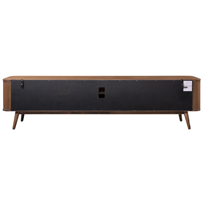 Denham Entertainment Unit, TV Cabinet 2000mm Semi-Assembled, Solid Rubber Wood Legs Light Walnut Wood Veneer by Criterion