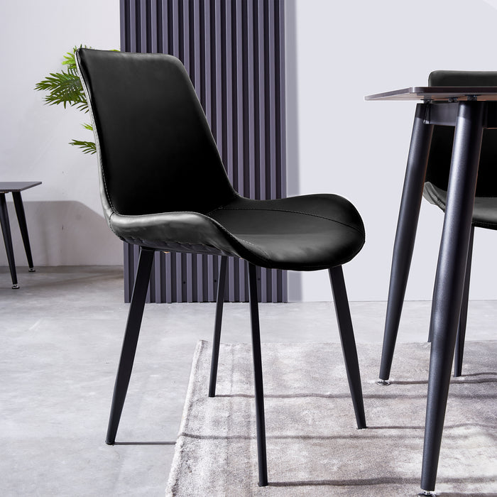 Mendy Dining Chair Black PU Seat and Carbon Steel Frame (Set of Four) by Criterion™