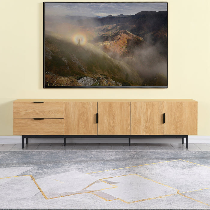 Tauris DALLAS2200RO TV Unit – 2200mm Red Oak Entertainment Cabinet with Doors and Drawers