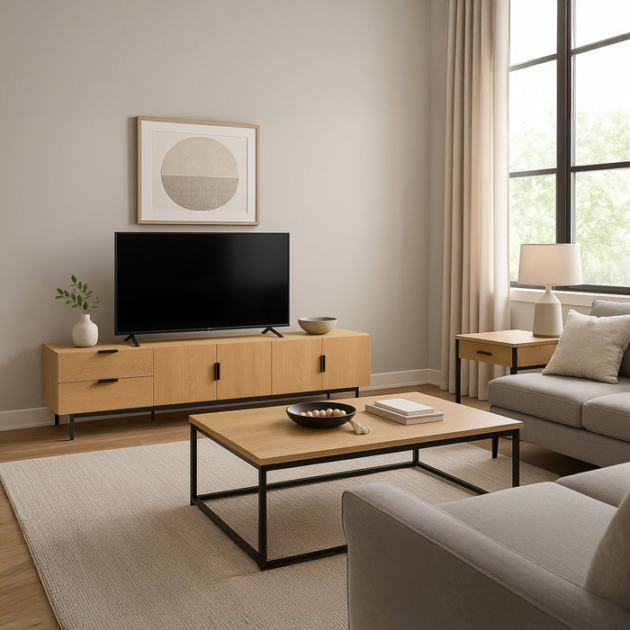 Tauris DALLAS2200RO TV Unit – 2200mm Red Oak Entertainment Cabinet with Doors and Drawers