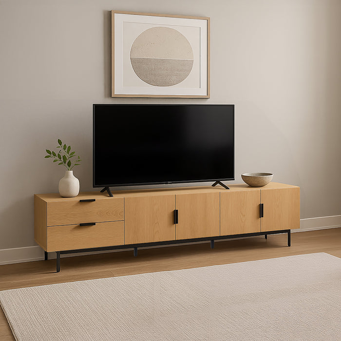 Tauris DALLAS2200RO TV Unit – 2200mm Red Oak Entertainment Cabinet with Doors and Drawers