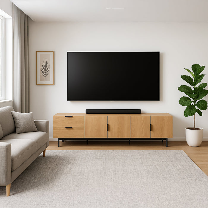 Tauris DALLAS2200RO TV Unit – 2200mm Red Oak Entertainment Cabinet with Doors and Drawers