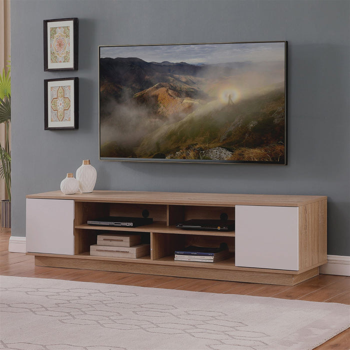 DELUX 200cm Entertainment Unit, Oak and White by Tauris -Home Living Store - -  