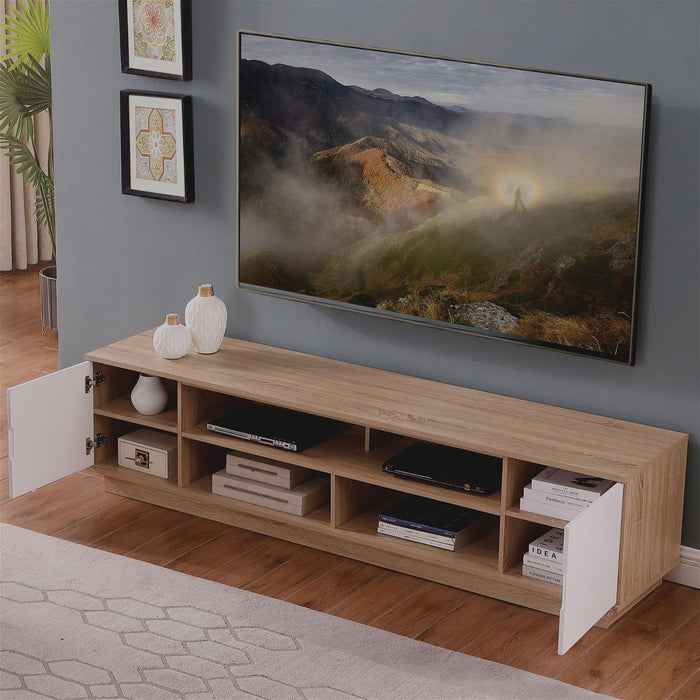 DELUX 200cm Entertainment Unit, Oak and White by Tauris -Home Living Store - -  