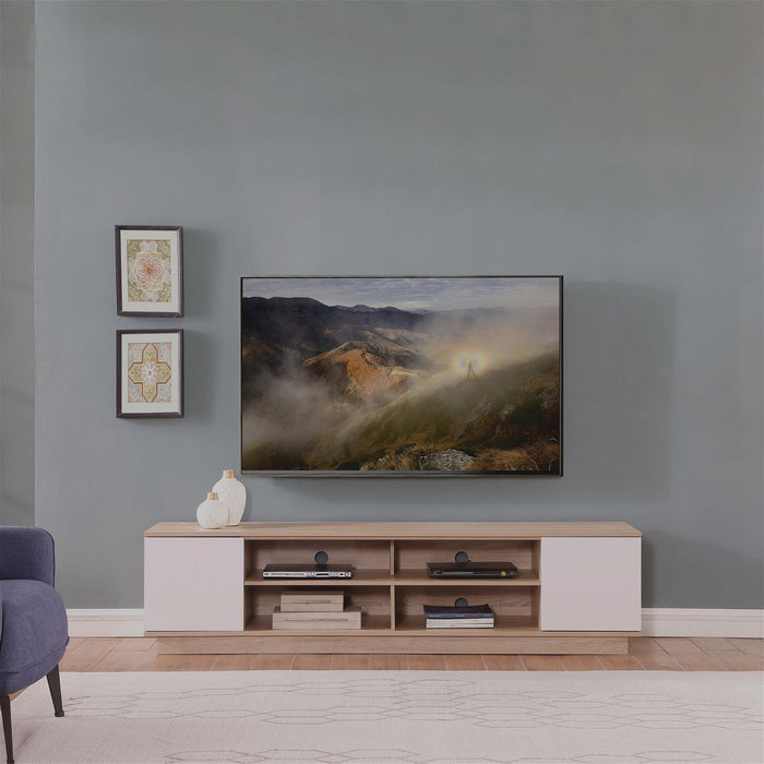 DELUX 200cm Entertainment Unit, Oak and White by Tauris -Home Living Store - -  