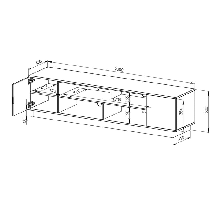 DELUX 200cm Entertainment Unit, Oak and White by Tauris -Home Living Store - -  