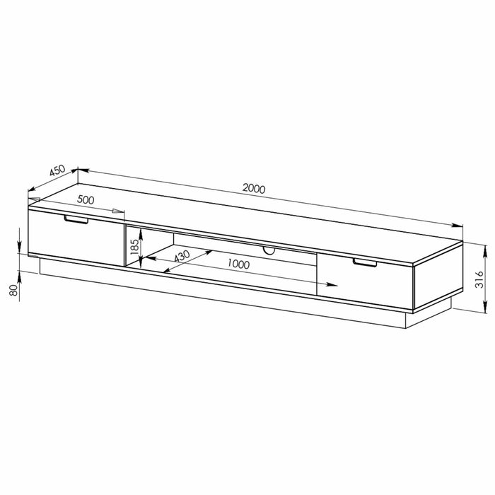 DELUX 200cm Low Line Oak Entertainment Unit by Tauris™ -Home Living Store - -  