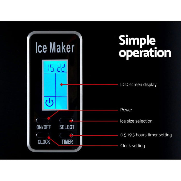 DEVANTI 3.2L Portable Ice Cube Maker Machine Benchtop Counter Black -Home Living Store - -  