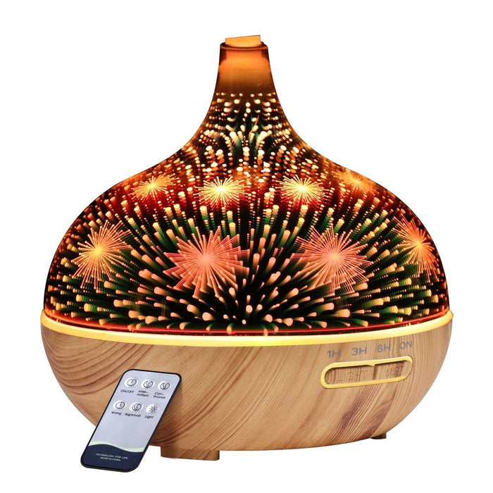 DEVANTI Aroma Aromatherapy Diffuser 3D LED Night Light Firework Air Humidifier Purifier 400ml Remote Control -Home Living Store - -  