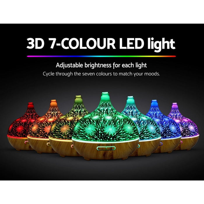 DEVANTI Aroma Aromatherapy Diffuser 3D LED Night Light Firework Air Humidifier Purifier 400ml Remote Control -Home Living Store - -  