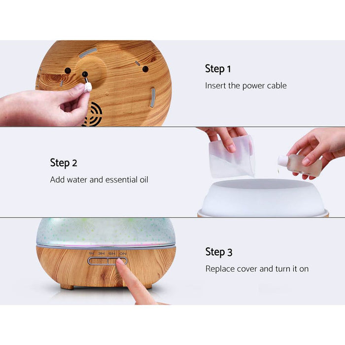 DEVANTI Aroma Aromatherapy Diffuser 3D LED Night Light Firework Air Humidifier Purifier 400ml Remote Control -Home Living Store - -  