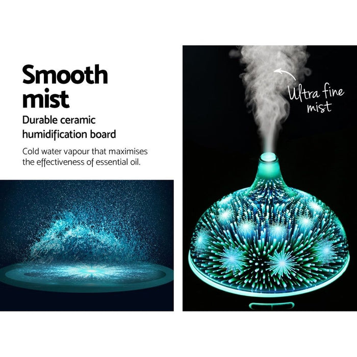 DEVANTI Aroma Aromatherapy Diffuser 3D LED Night Light Firework Air Humidifier Purifier 400ml Remote Control -Home Living Store - -  