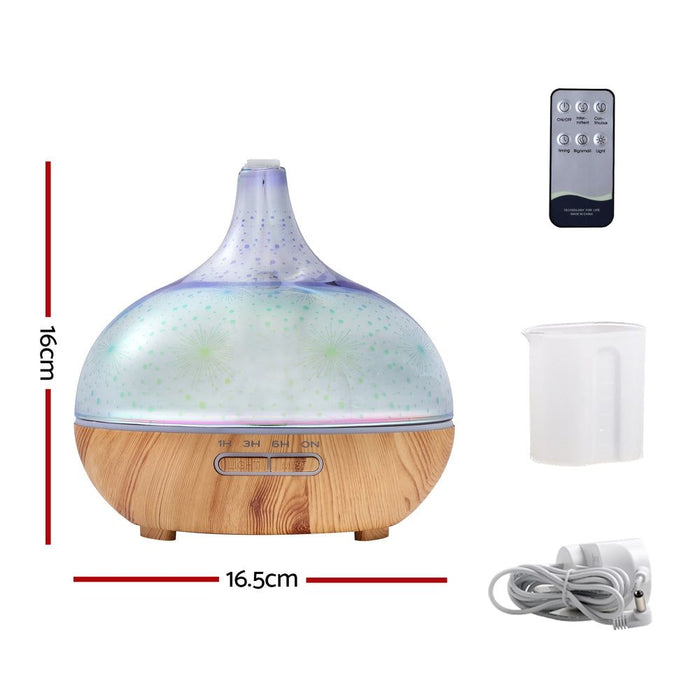 DEVANTI Aroma Aromatherapy Diffuser 3D LED Night Light Firework Air Humidifier Purifier 400ml Remote Control -Home Living Store - -  