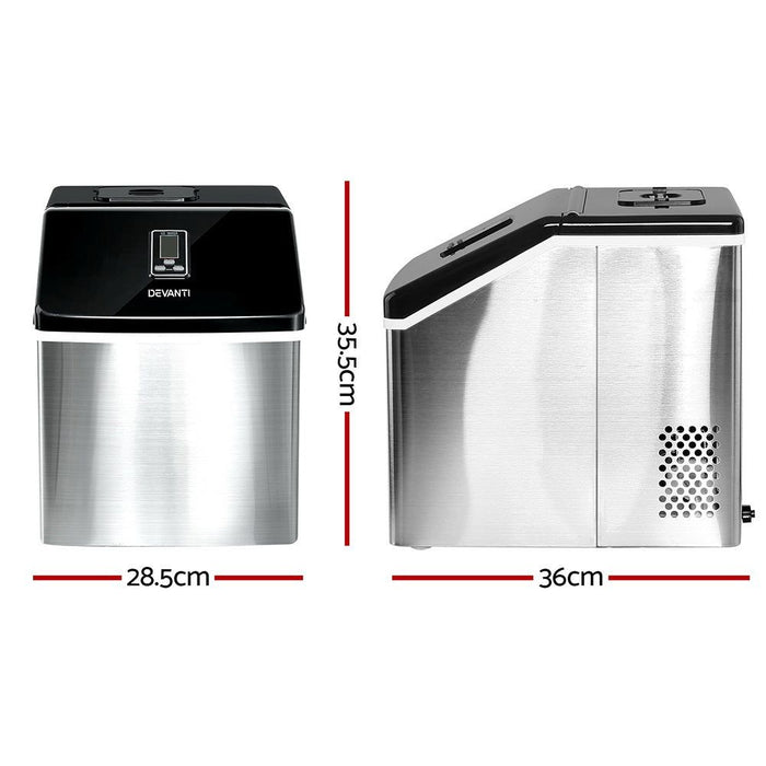 DEVANTi 3.2L Portable Ice Cube Maker Cold Commercial Machine Stainless Steel -Home Living Store - -  