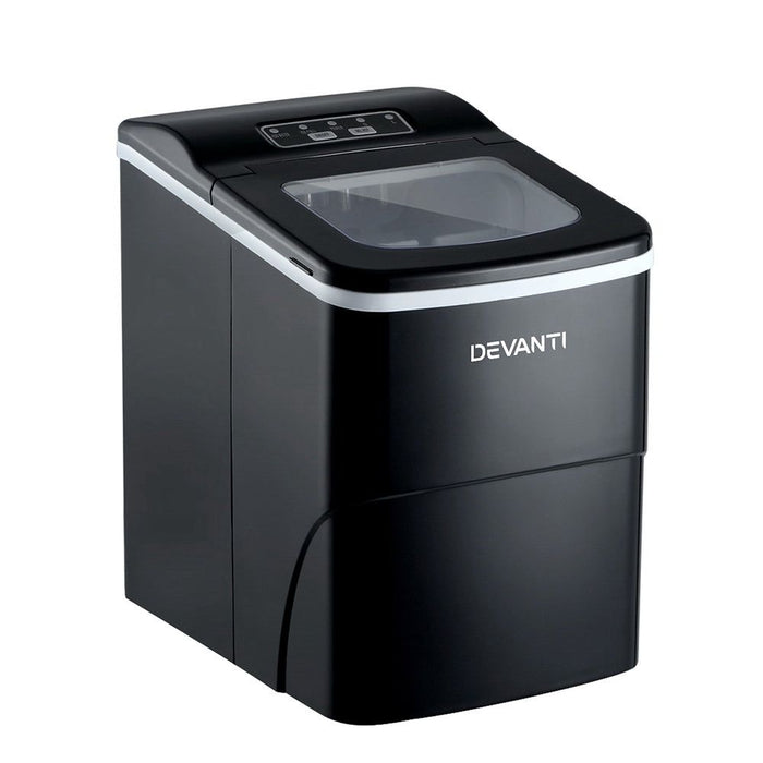 DEVANTi Portable Ice Cube Maker Machine 2L Home Bar Benchtop Easy Quick Black -Home Living Store - -  