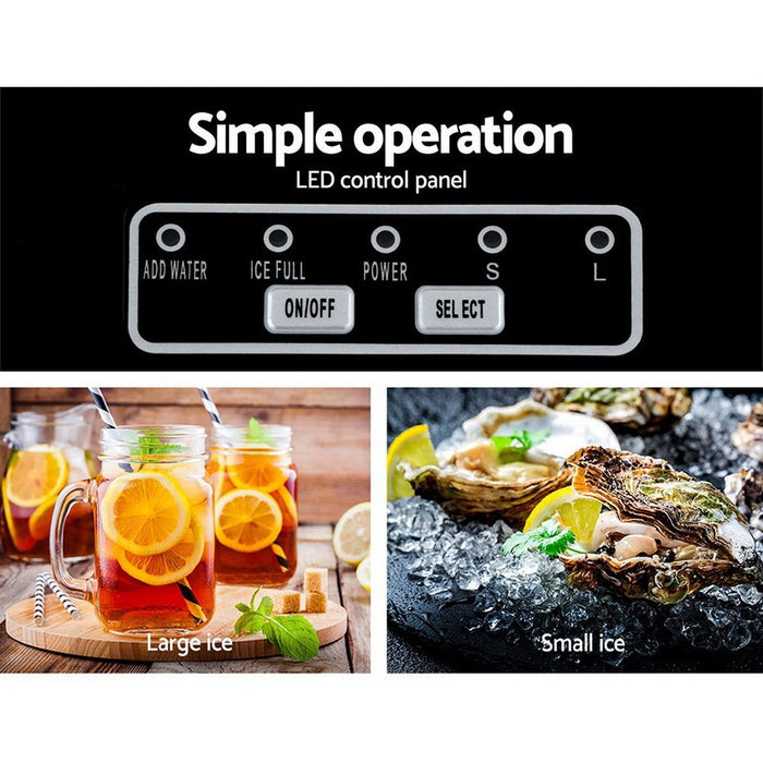 DEVANTi Portable Ice Cube Maker Machine 2L Home Bar Benchtop Easy Quick Black -Home Living Store - -  
