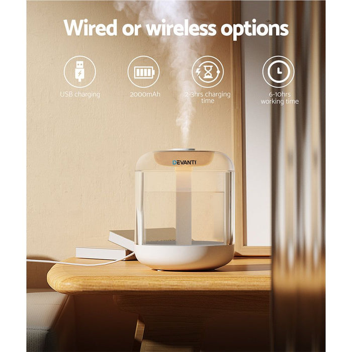 Devanti 1L Air Humidifier Ultrasonic Purifier Aroma Diffuser -Home Living Store - -  