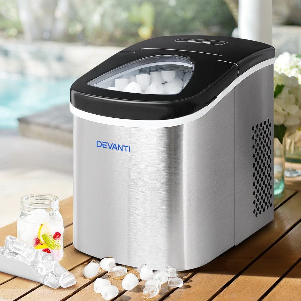 Devanti 2.4L Stainless Steel Portable Ice Cube Maker — Home Living Store