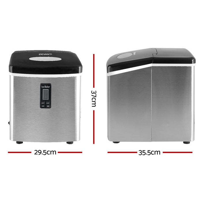 Devanti 3.2L Stainless Steel Portable Ice Cube Maker -Home Living Store - -  