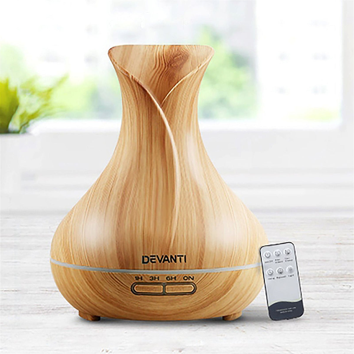 Diffuser Remote Control Devanti 400ml 4 in 1 Aroma Diffuser remote control - Light Wood — Home ...