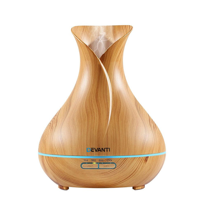 Devanti 400ml 4 in 1 Aroma Diffuser remote control - Light Wood -Home Living Store - -  