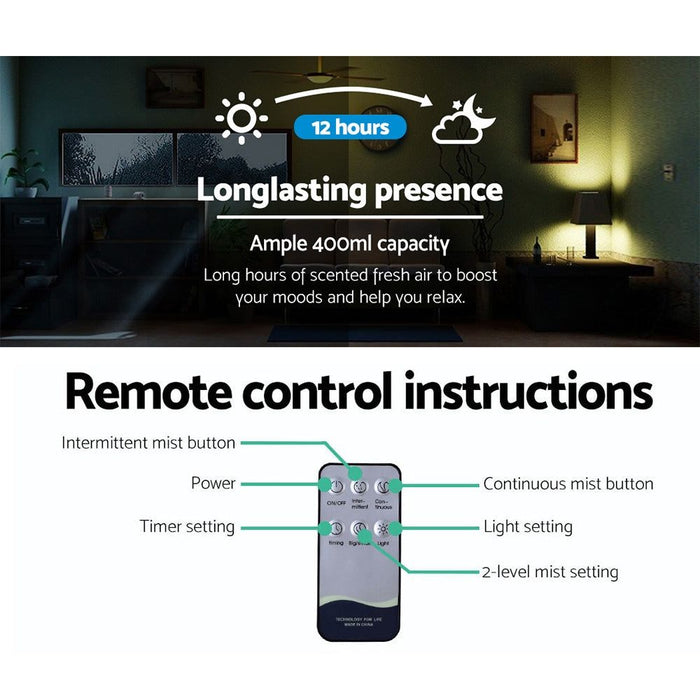 Devanti 400ml 4 in 1 Aroma Diffuser remote control - Light Wood -Home Living Store - -  