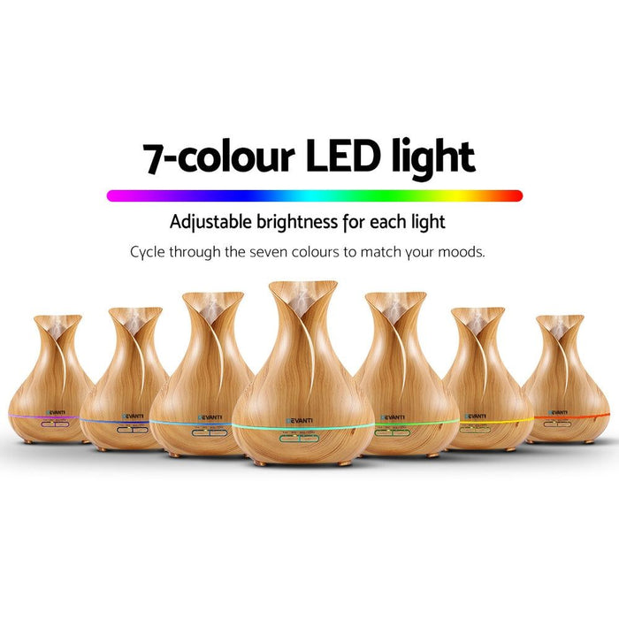 Devanti 400ml 4 in 1 Aroma Diffuser remote control - Light Wood -Home Living Store - -  