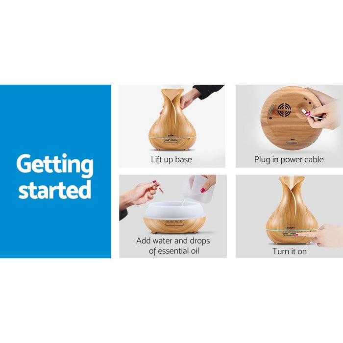 Devanti 400ml 4 in 1 Aroma Diffuser remote control - Light Wood -Home Living Store - -  
