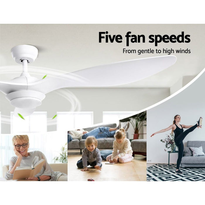 Devanti 52'' Ceiling Fan With Light Remote DC Motor 3 Blades 1300mm -Home Living Store - -  