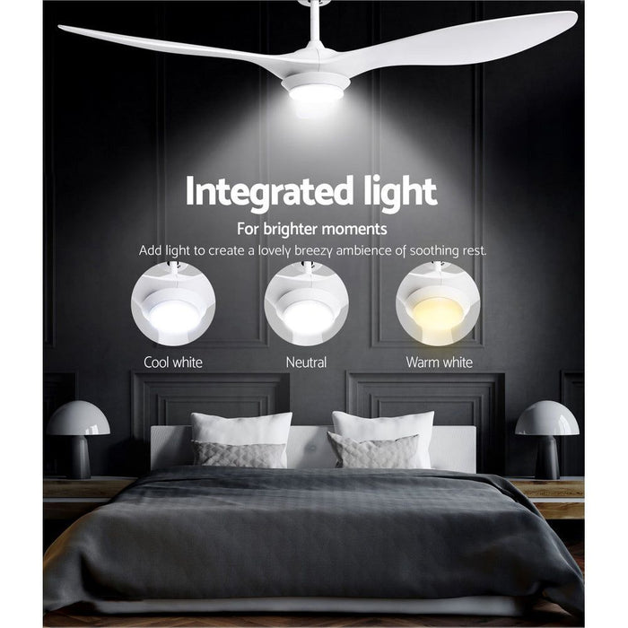 Devanti 52'' Ceiling Fan With Light Remote DC Motor 3 Blades 1300mm -Home Living Store - -  