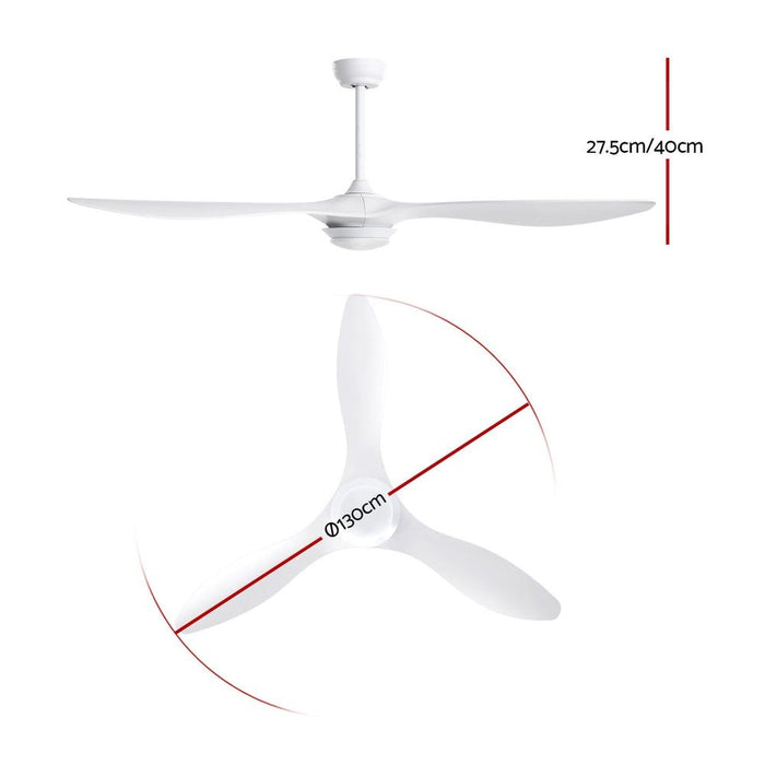 Devanti 52'' Ceiling Fan With Light Remote DC Motor 3 Blades 1300mm -Home Living Store - -  