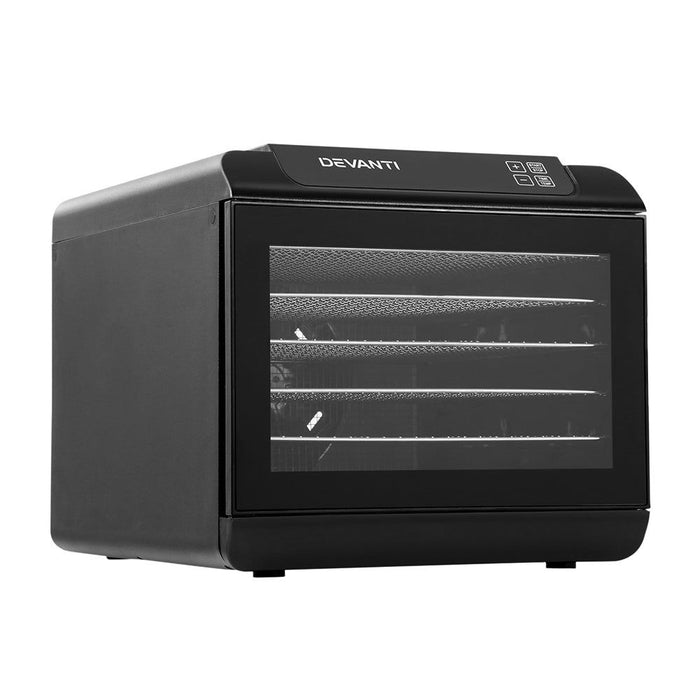 Devanti 6 Tray Food Dehydrators Commercial Beef Jerky Maker Fruit Dryer Black -Home Living Store - -  